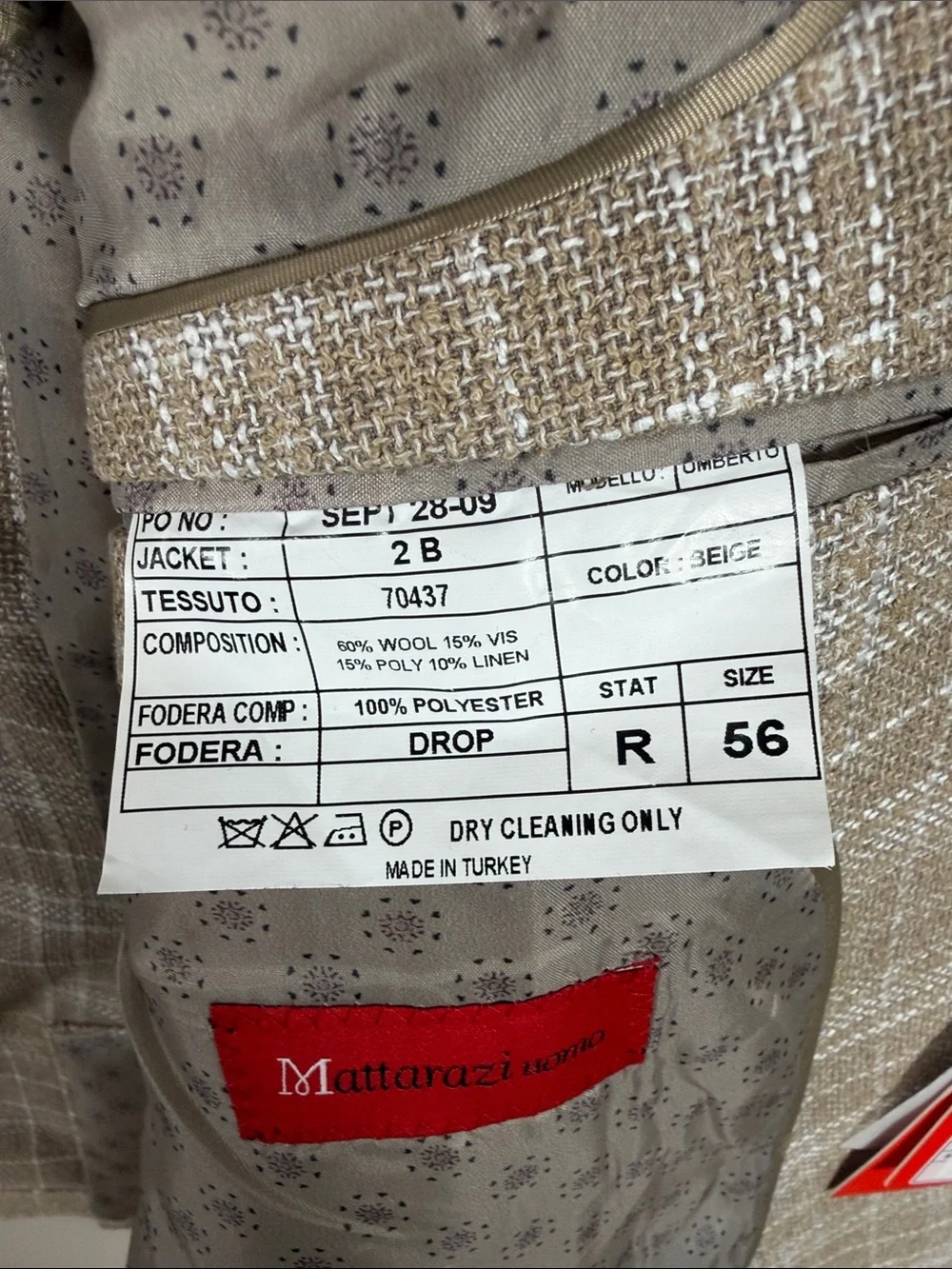 Mattarazi Uomo Men's Beige Plaid Sport Coat - Classic Windowpane Blazer